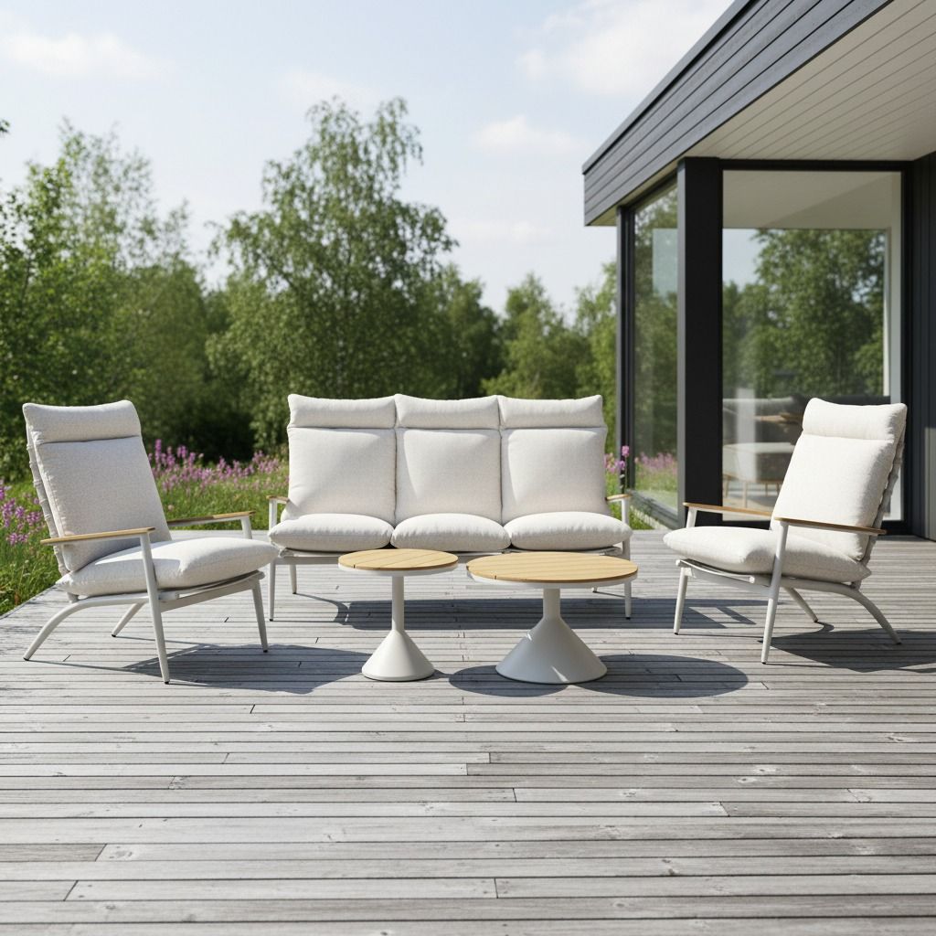 Puro sohvasetti ulkokäyttöön vaalea korkealla selkänojalla