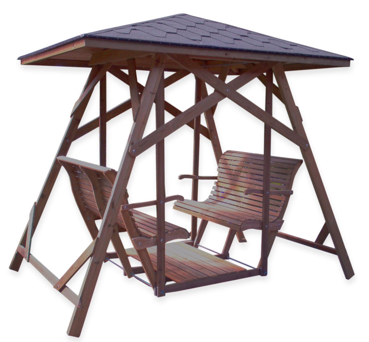 Grön puutarhakeinu vastakkain istuttava, tummanruskea, katolla