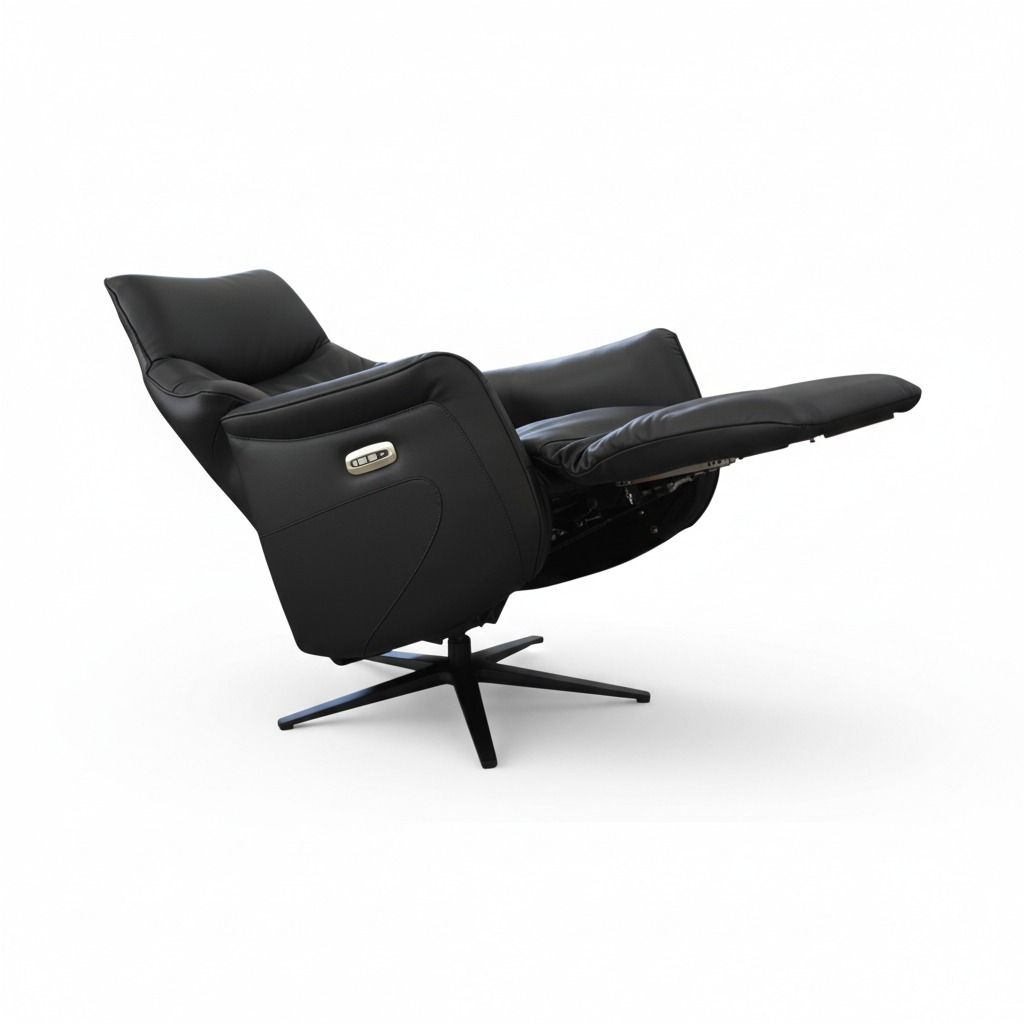 Quatro TV-tuoli sähkötoiminen, musta nahka