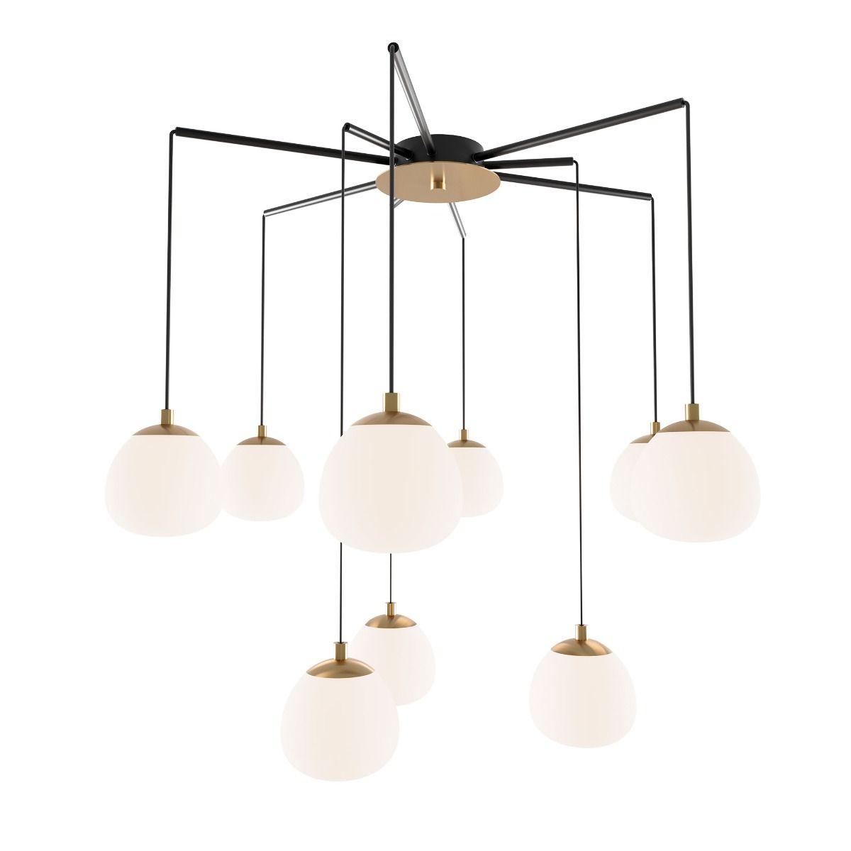 Raindrop kattoplafondi on tyylikäs ja käytännöllinen valaisin, joka tuo tilaan sekä valoa että visuaalista kiinnostavuutta. Sen yhdeksän lasipalloa roikkuvat ohuista varsista ja muistuttavat sadepisaroita juuri ennen osumistaan maahan.