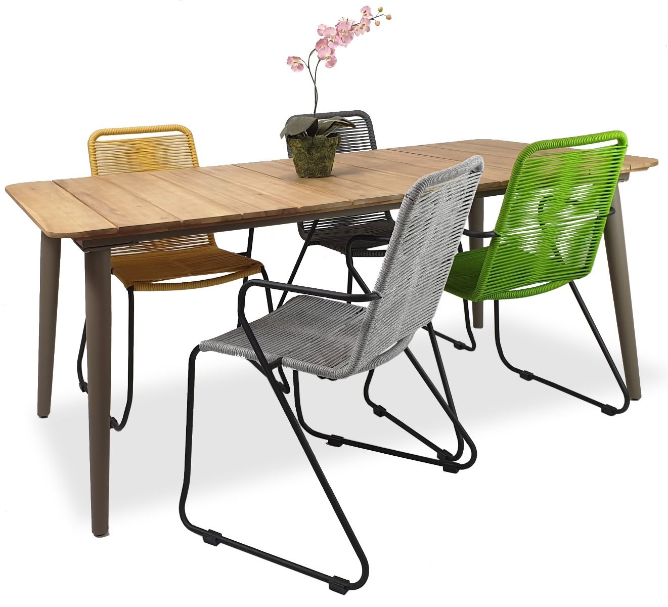 Reims terassipöytä + 4 Ibiza tuolia, eri värejä