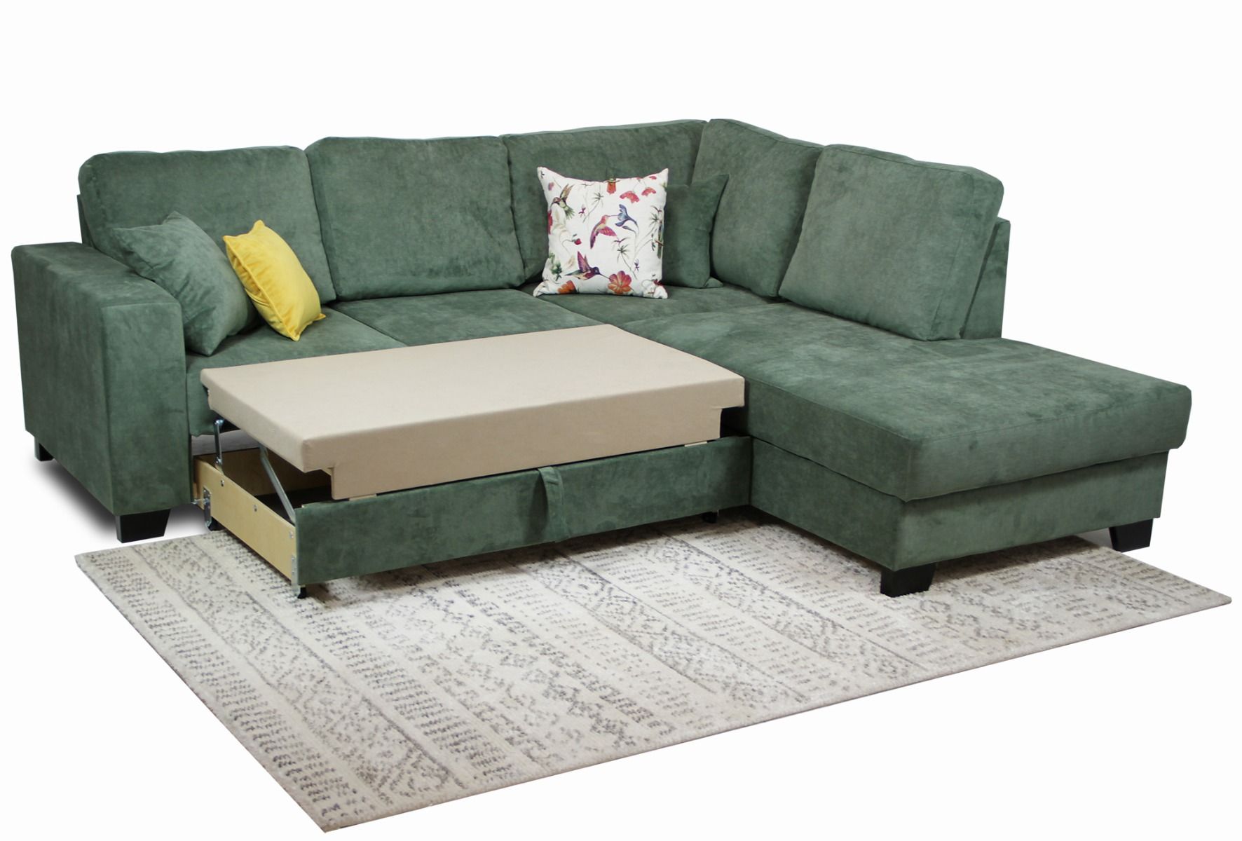 Rico avokulmasohva vuodemekanismilla, keltainen