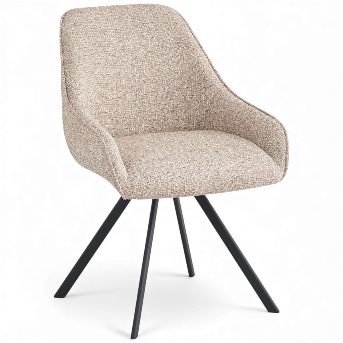 Rondo pyörivä ruokapöydän tuoli vaaleanruskealla värillä ja mustat jalat