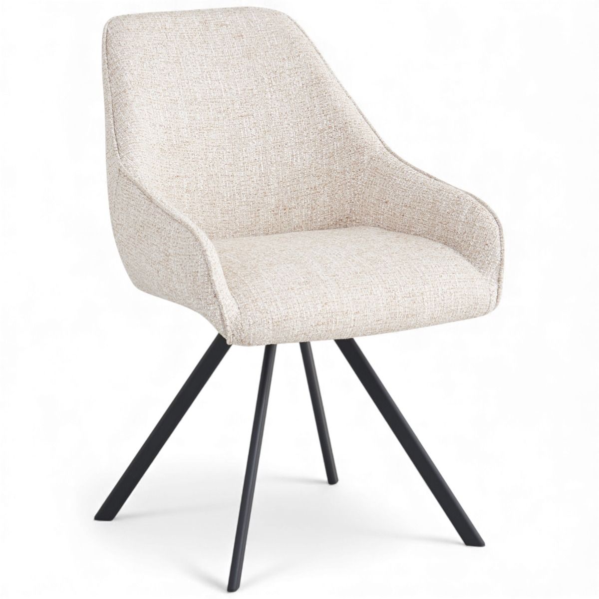 Pyörivä Rondo ruokapöydän tuoli beigellä verhoilukankaalla ja mustilla jaloilla