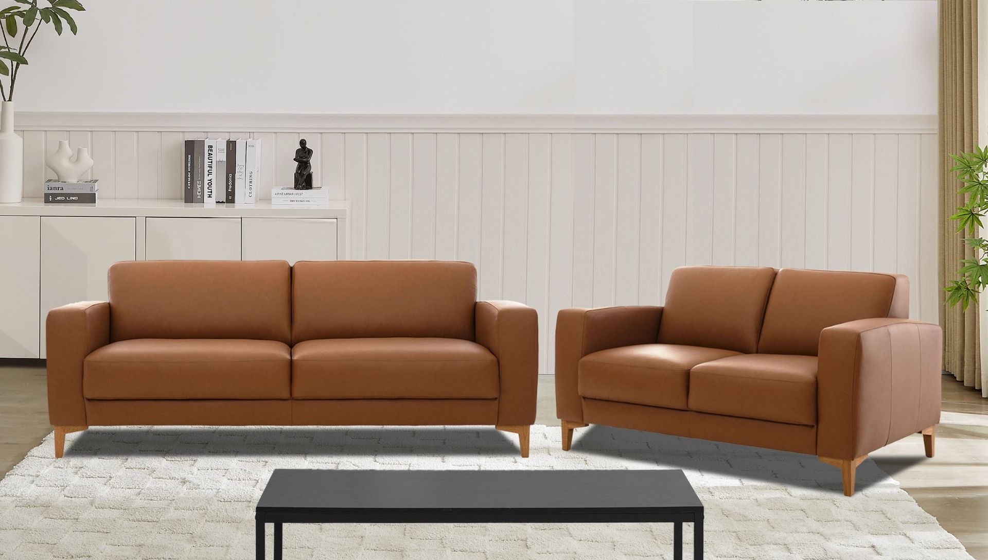 Neiser Rotterdam 3+2 sohvakalusto, ruskea nahka