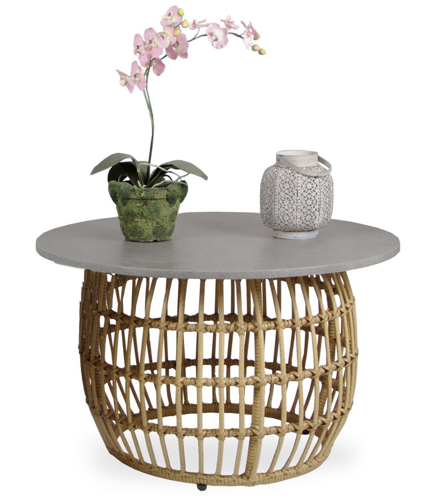 Pyöreä polyrottinki sohvapöytä 75cm