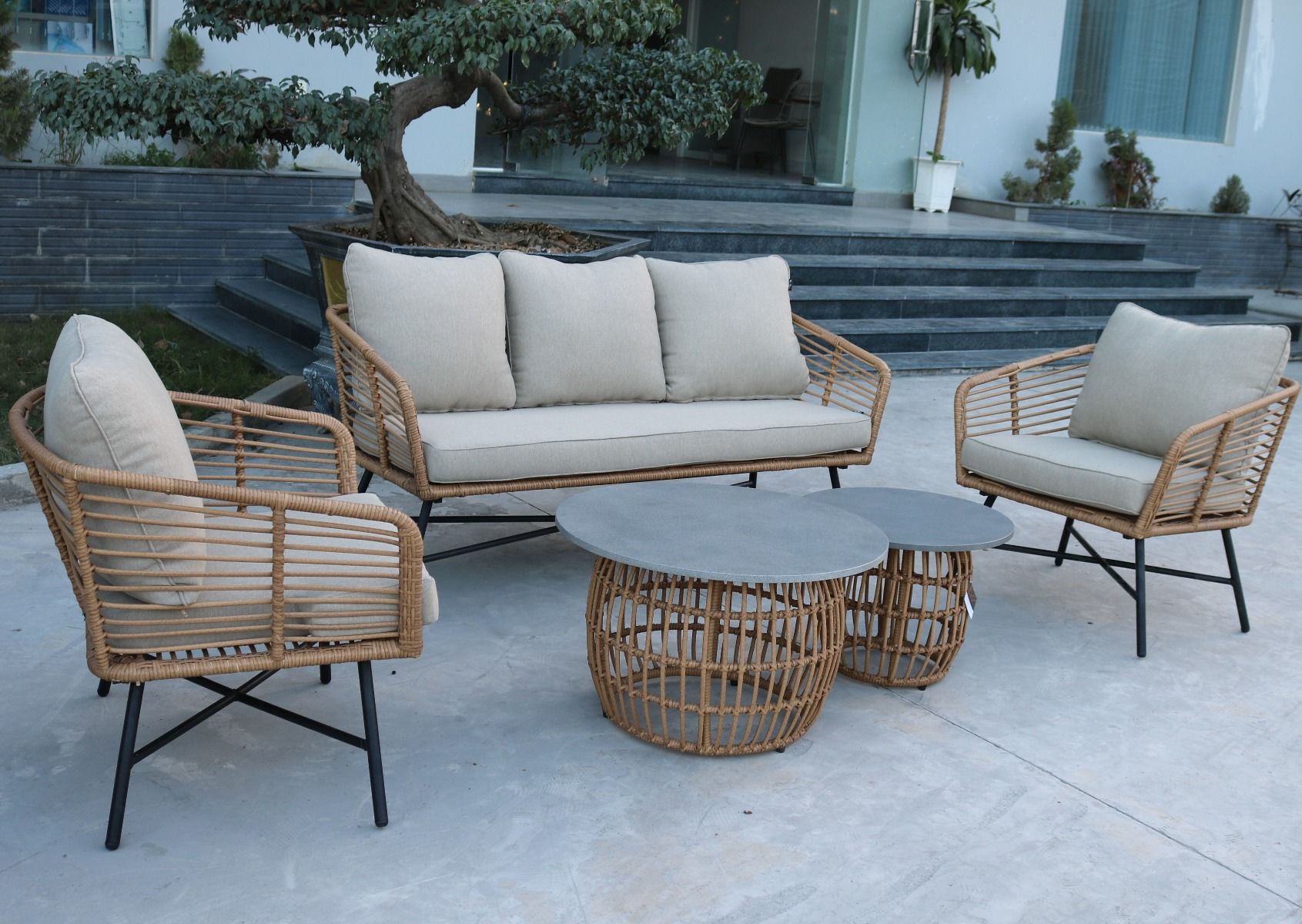 Royan sohvapöytäsetti, polyrottinki