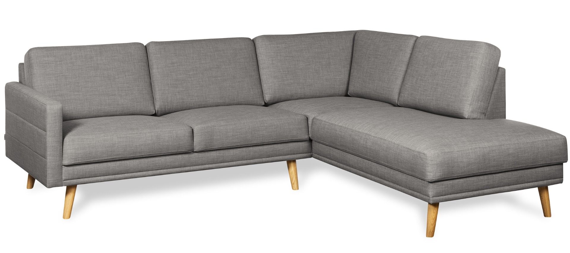 Harmaa Rumba avokulmasohva puisilla tammijaloilla