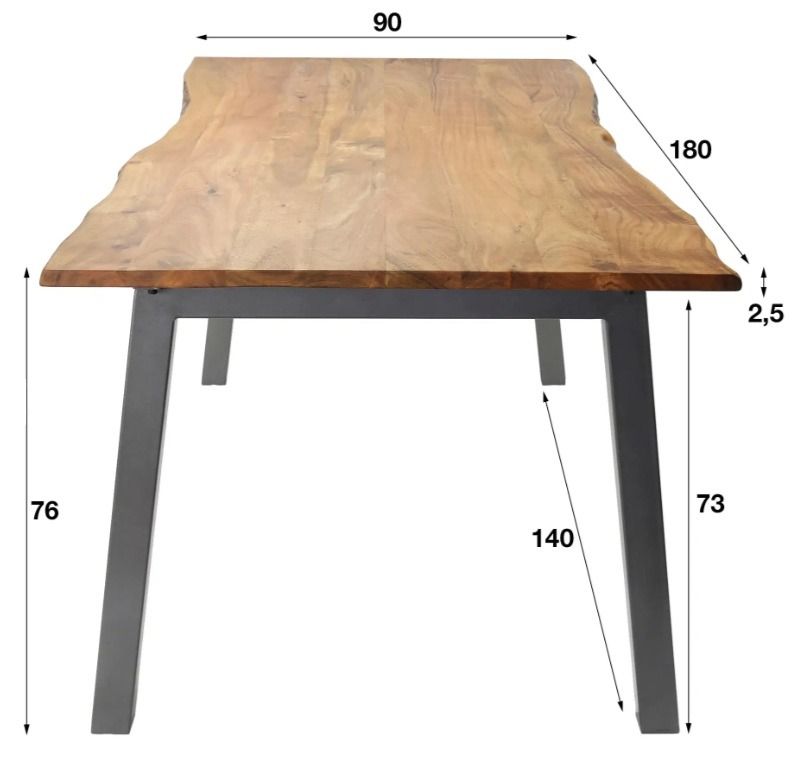 Amsterdam Edge ruokapöytä 180x90cm