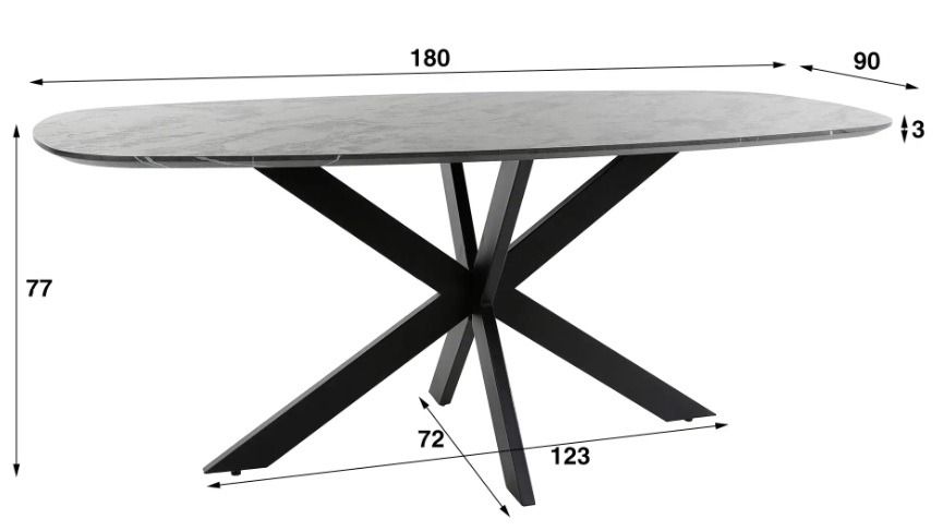 Amsterdam Onyx Cross ruokapöytä 180cm