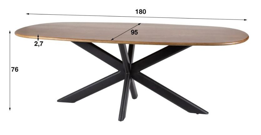 Amsterdam Cliff ruokapöytä 180cm, mangopuu