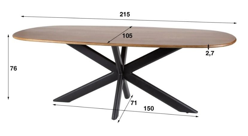 Amsterdam Cliff ruokapöytä 215cm, mangopuu