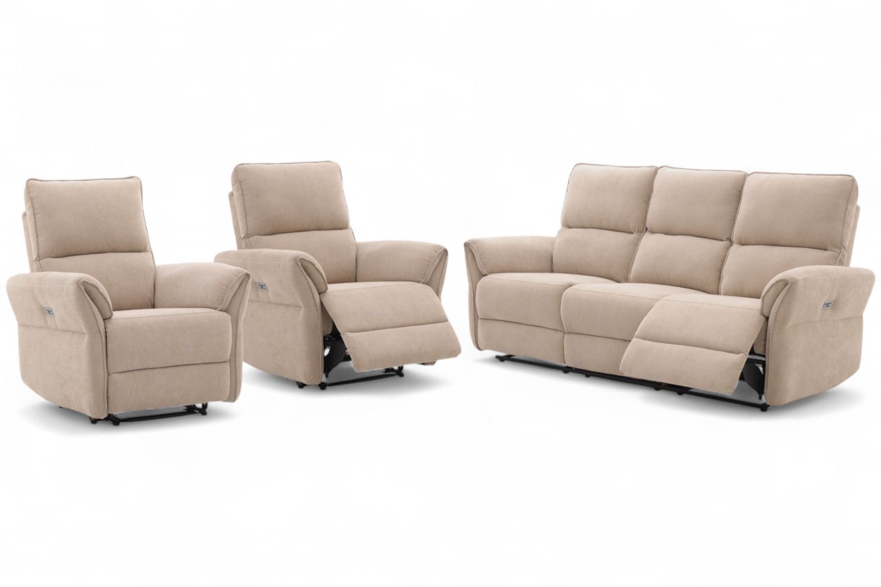 Sähkömekanismi sohvakalusto taupen värisellä kangasverhoilulla