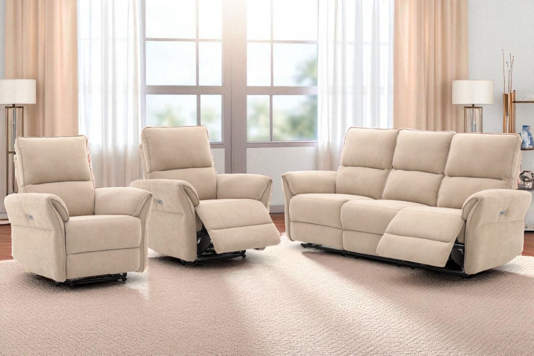 Sandra 3+1+1 sohvakalusto mekanismeillä, khaki