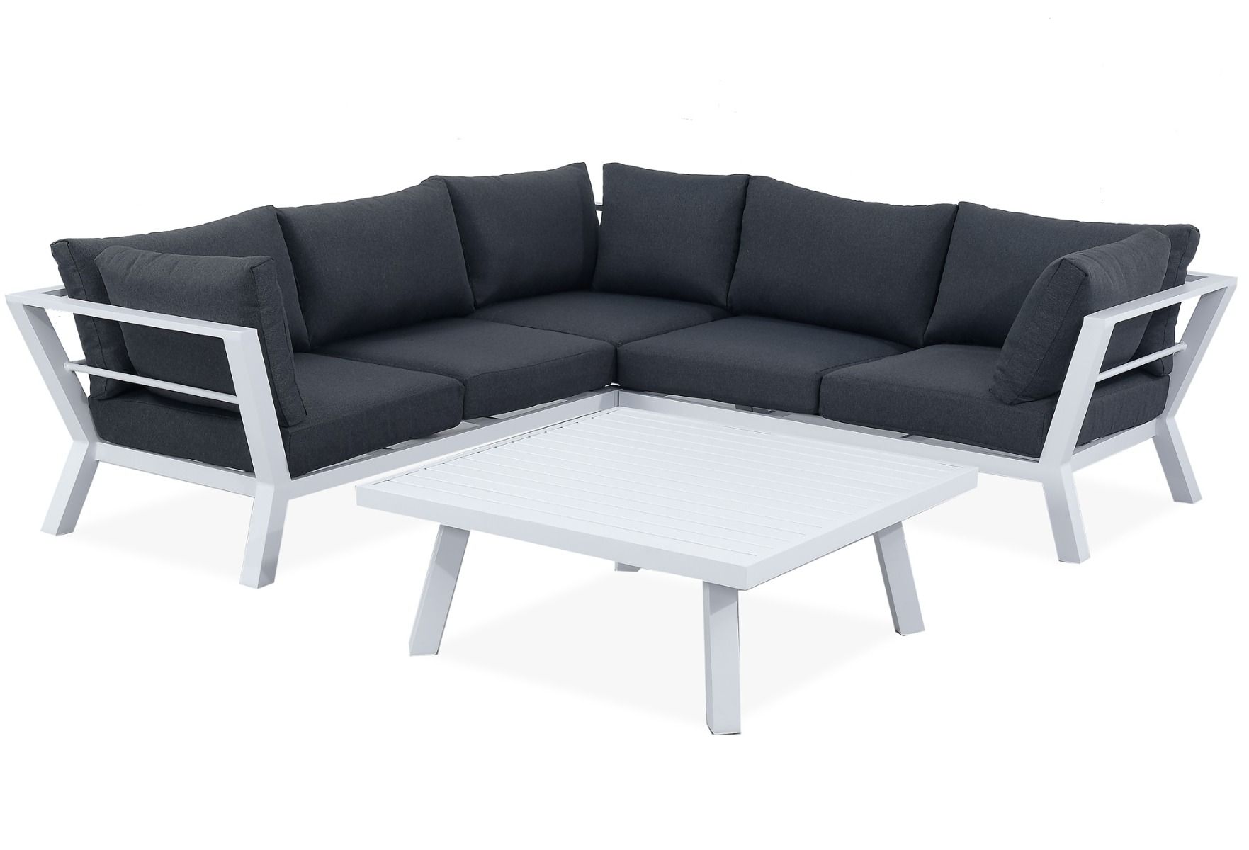 Sasha kulmasohvasetti alumiini, valkoinen