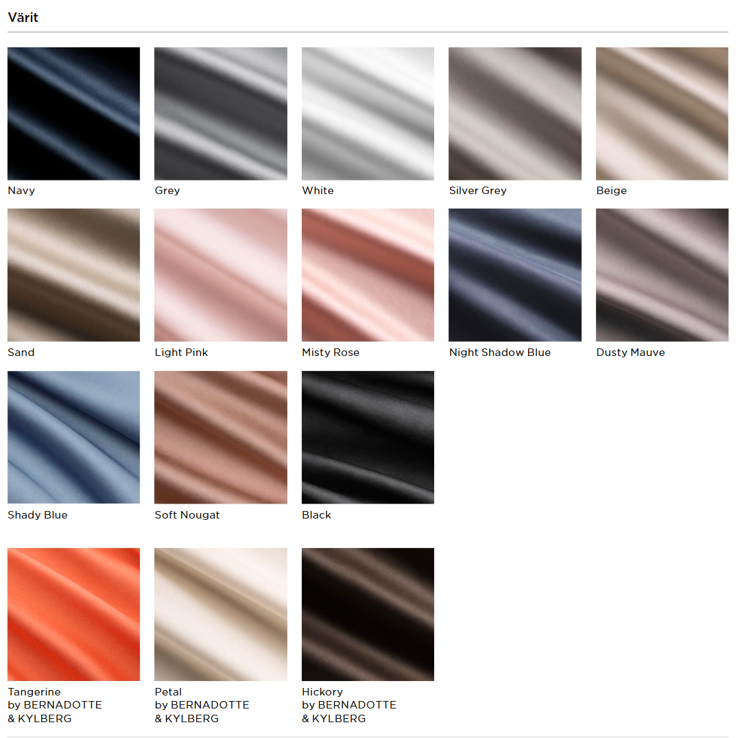 Hästens Satin Pure aluslakana, eri vaihtoehtoja