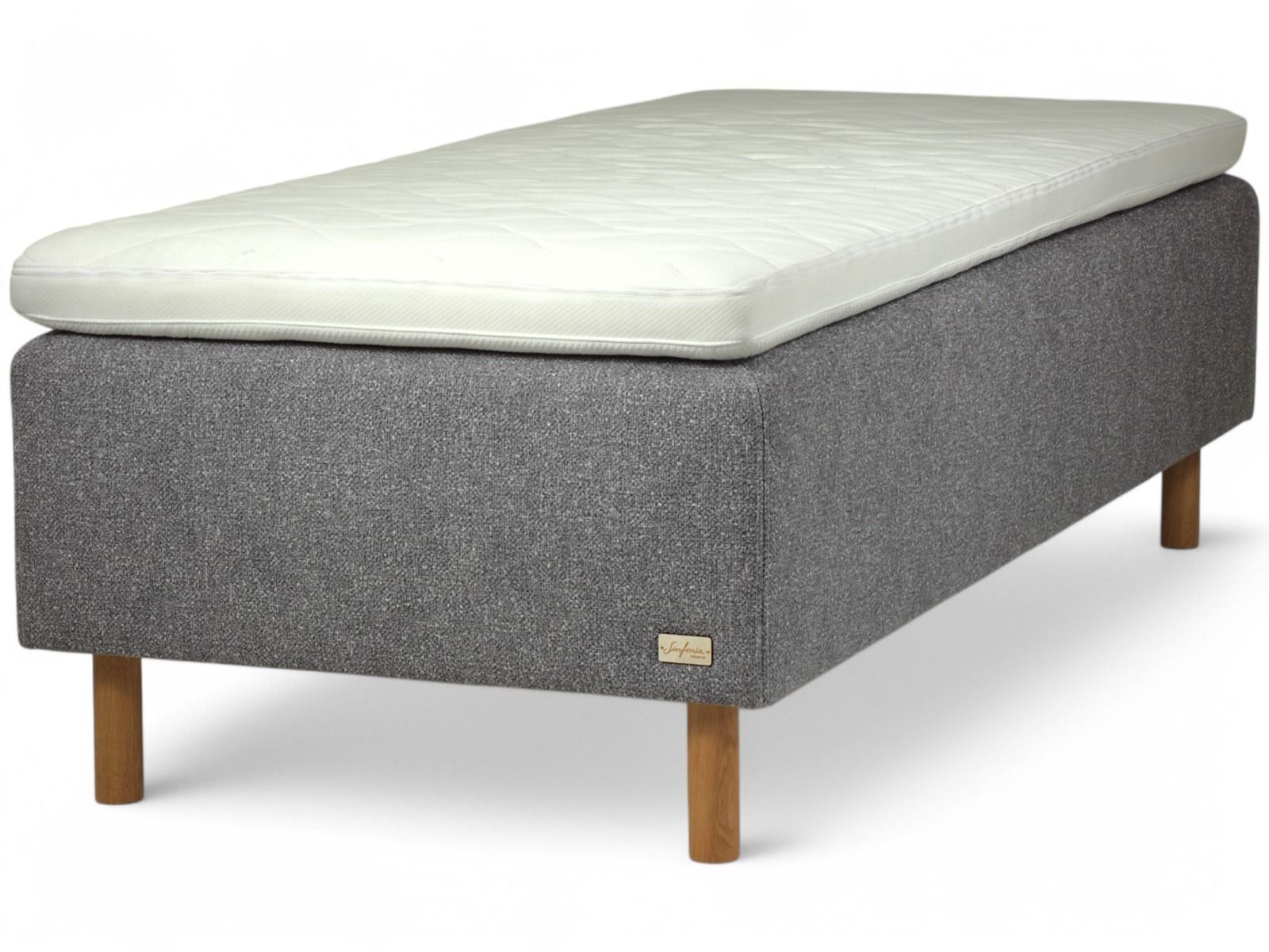 Runkosänky 80x200 Sinfonia harmaalla verhoilukankaalla