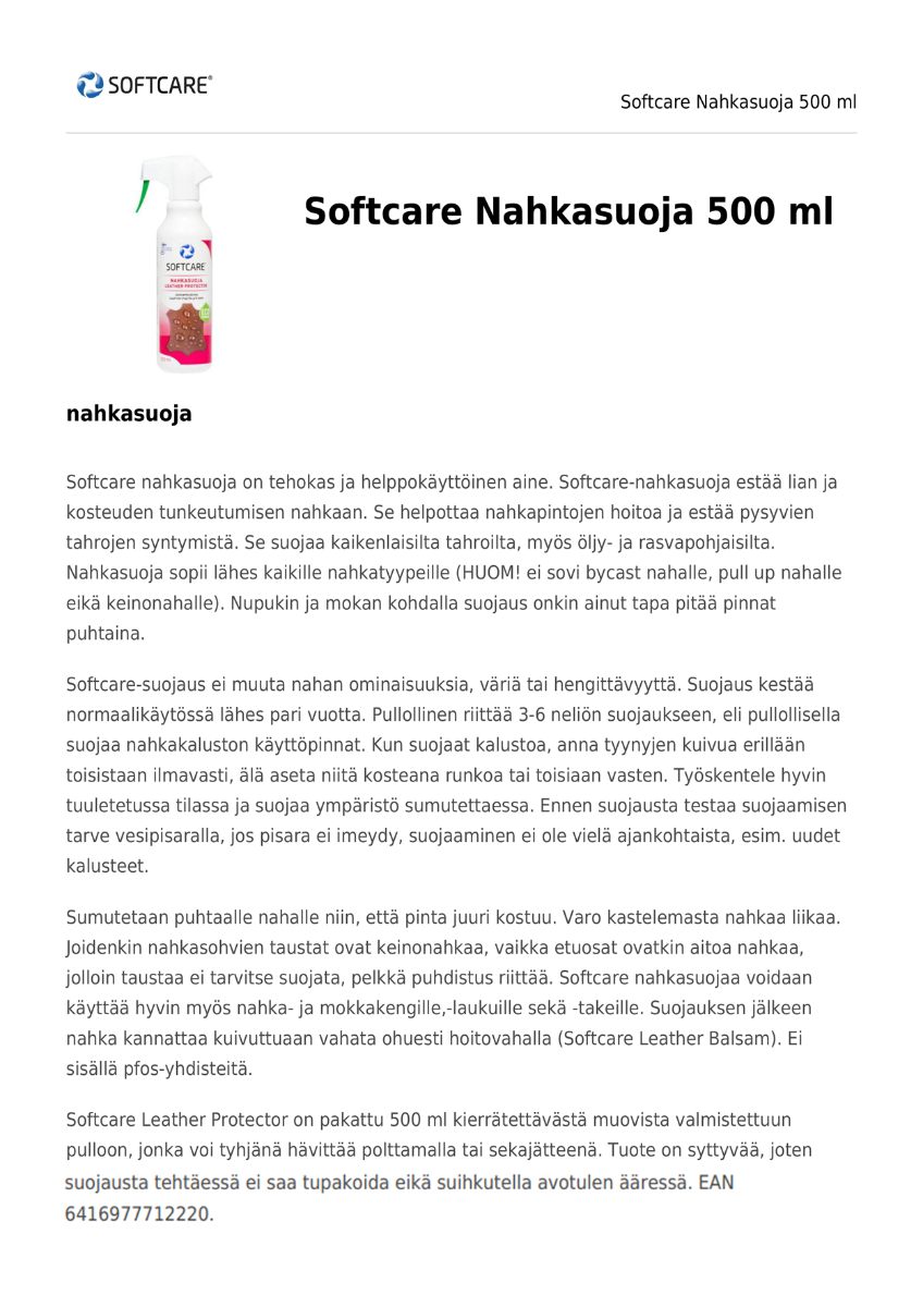 Softcare Nahkasuoja 500ml