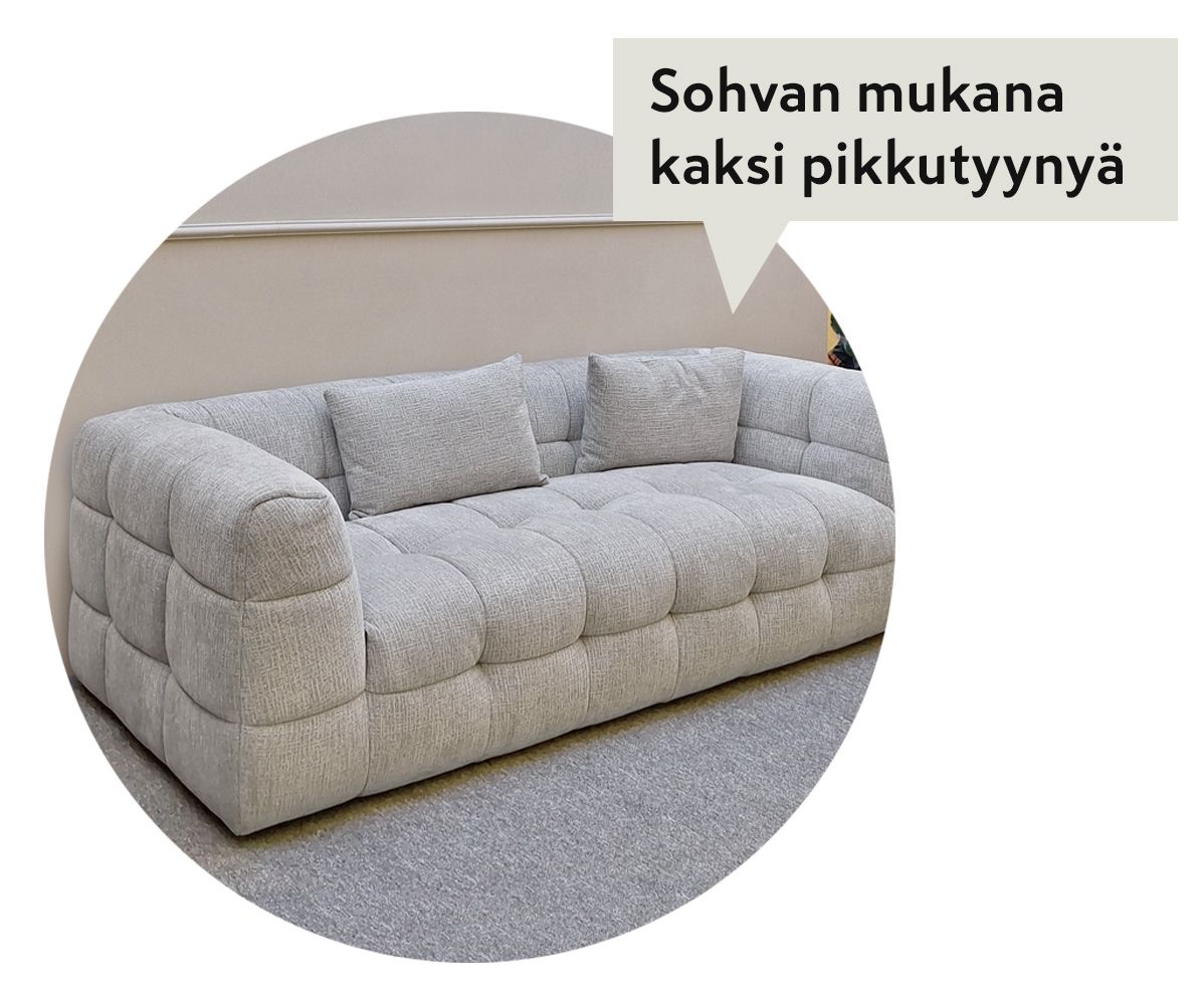 Soho 3-ist sohva vaaleanharmaa