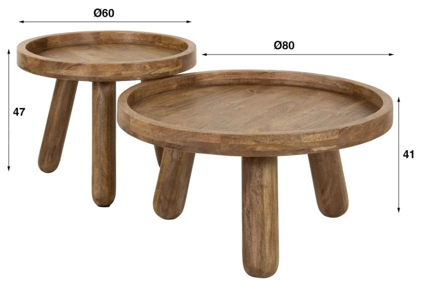 Amsterdam Tripod sohvapöytäsarja, mangopuu