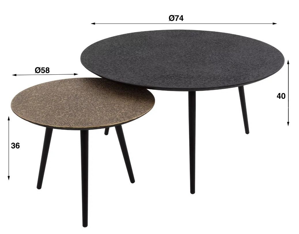 Amsterdam Metallic sohvapöytäsarja, harmaa