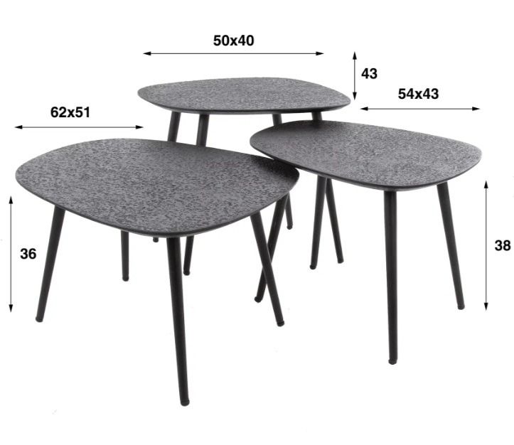 Amsterdam Metallic sohvapöytäsarja, neliskulmainen / harmaa