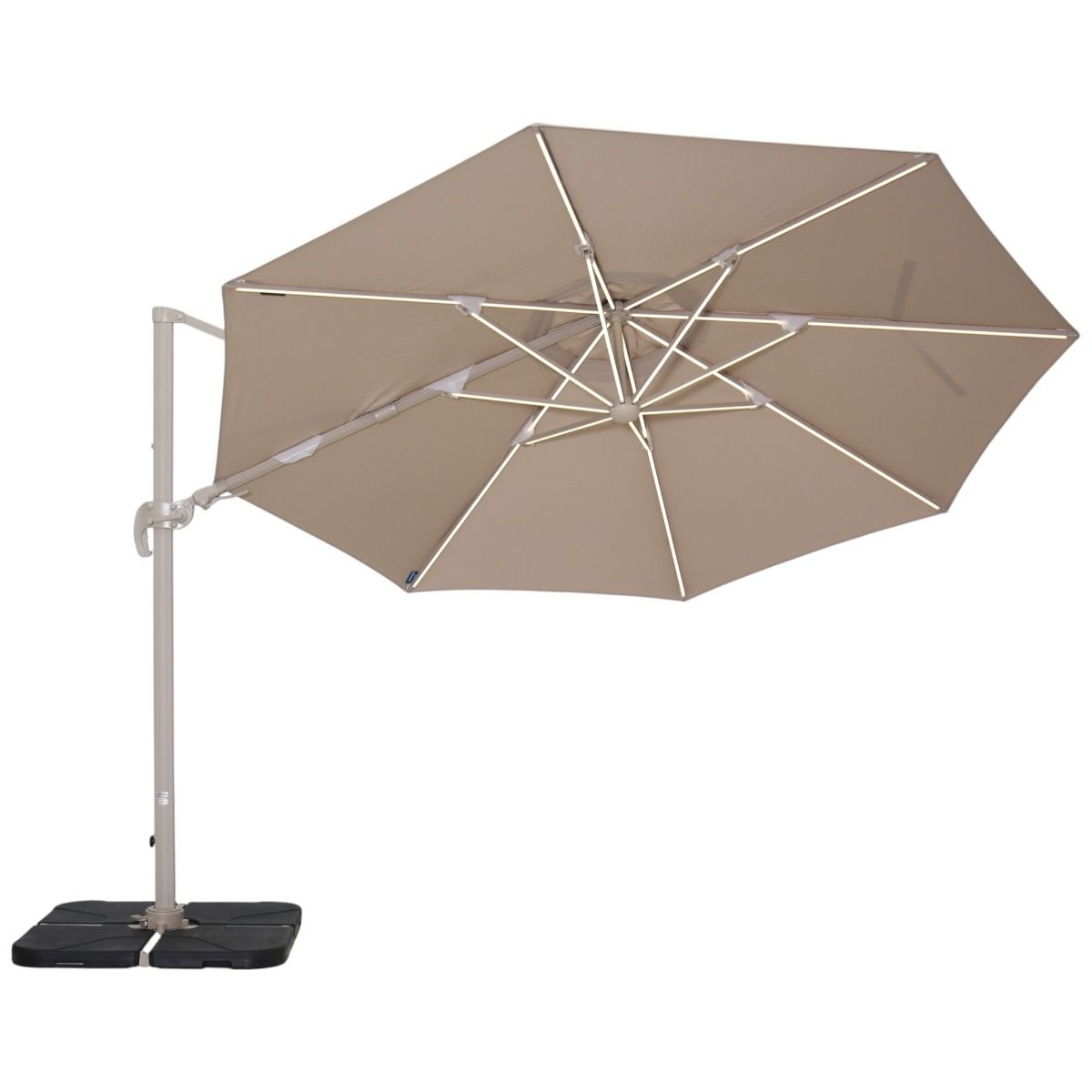 Solar LED riippuva aurinkovarjo 350 cm, hiekan väri