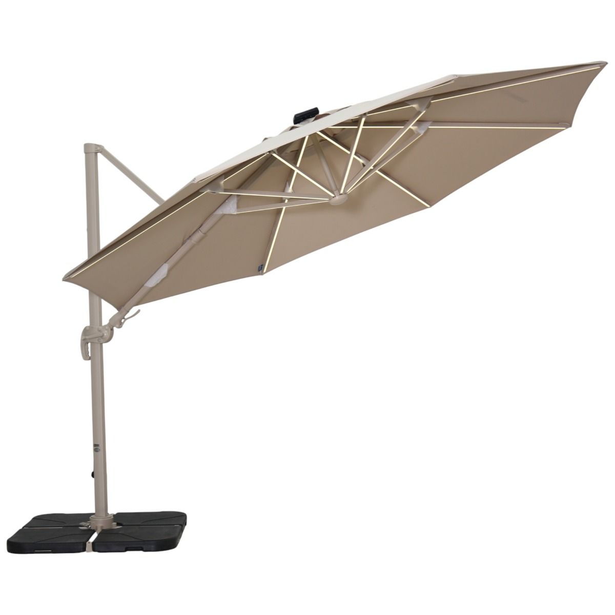 Solar LED riippuva aurinkovarjo 350 cm, hiekan väri