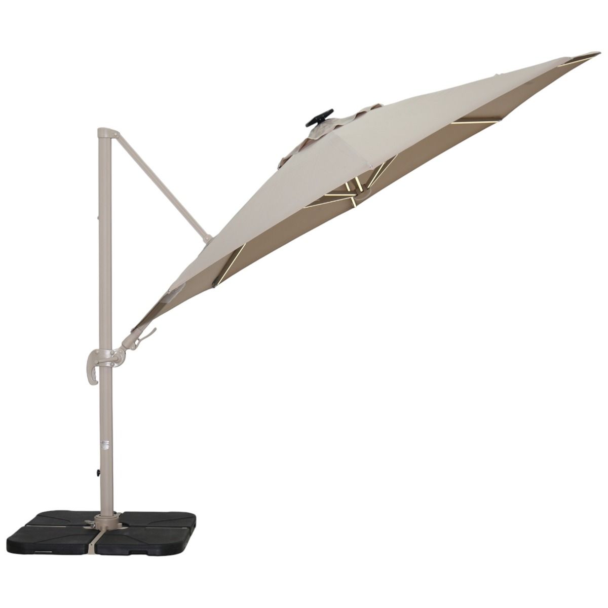 Solar LED riippuva aurinkovarjo 350 cm, hiekan väri