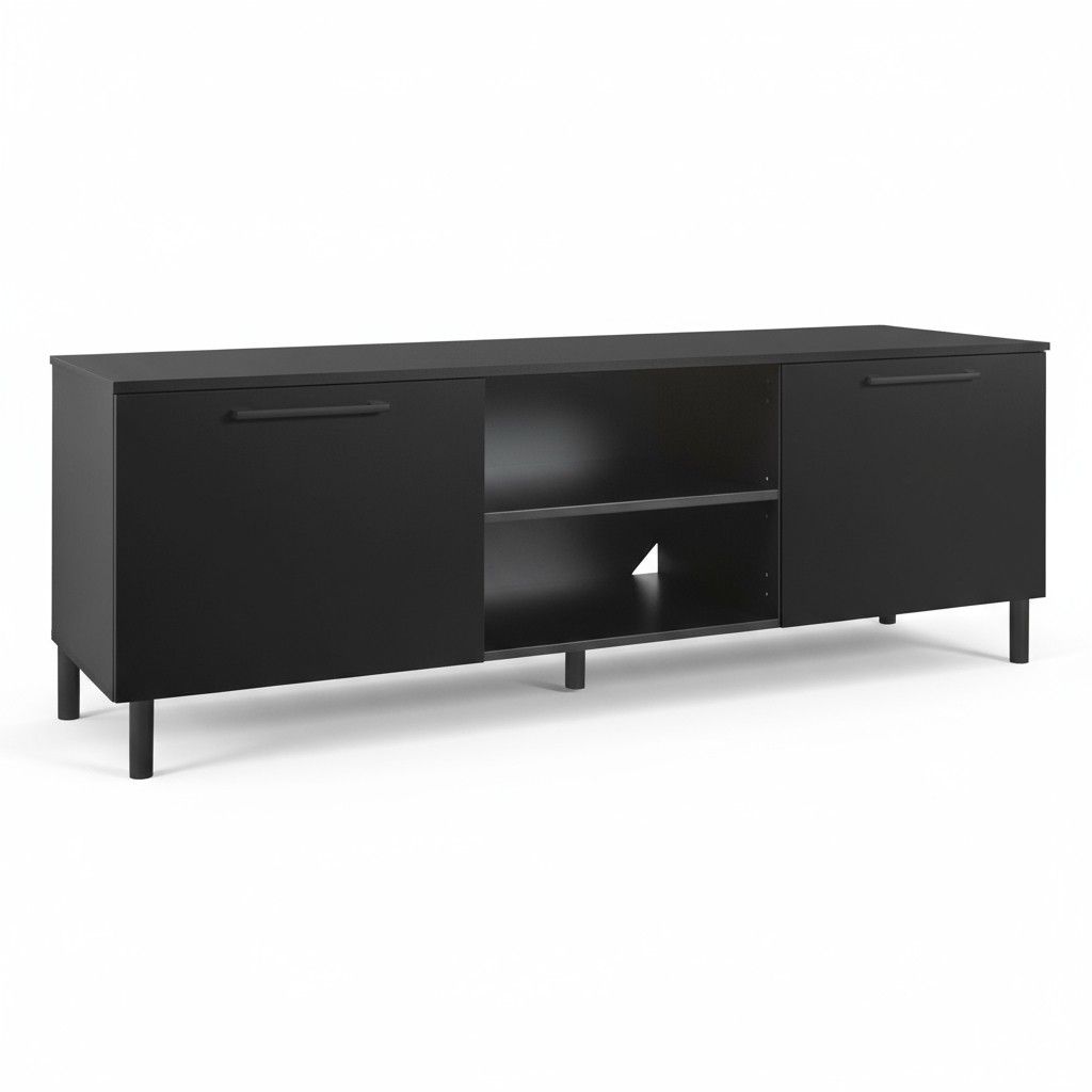 Hiipakka Solo TV-taso musta avohyllyillä 166 cm leveänä