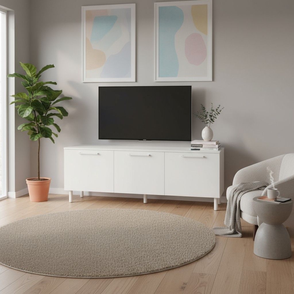 Solo TV-taso valkoinen 166 cm leveä kolmella umpiovella