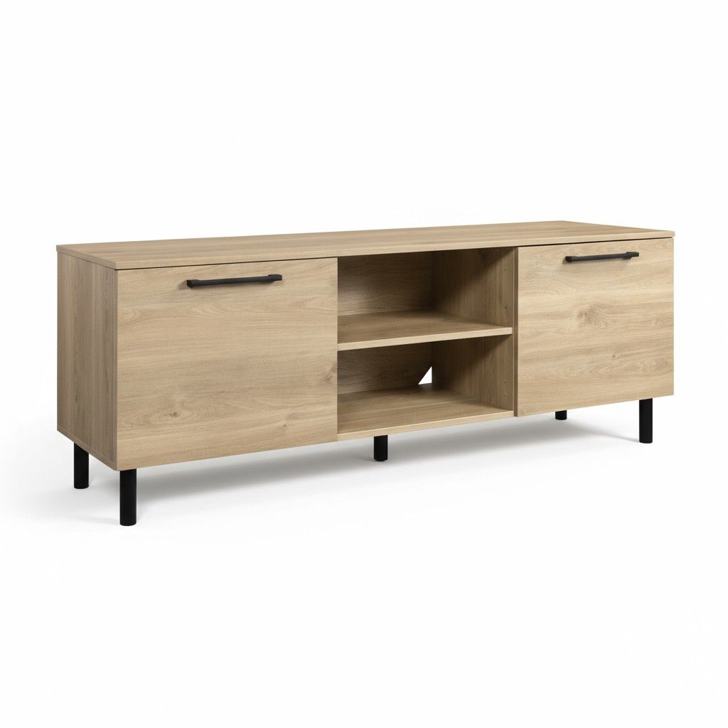 Solo TV-taso 166 tammen värisenä kahdella ovella ja avohyllyillä