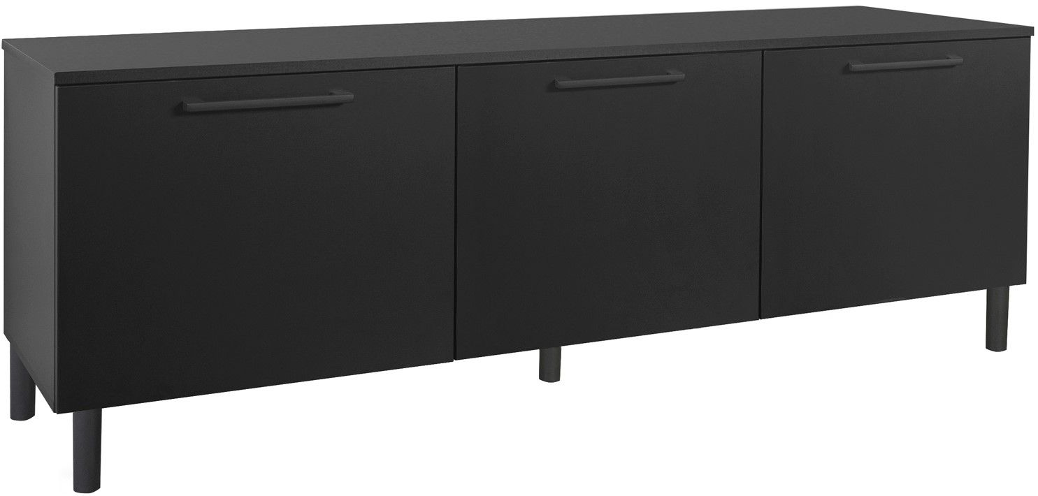 Solo tv-taso musta 166 cm leveä, jossa on kolme ovea