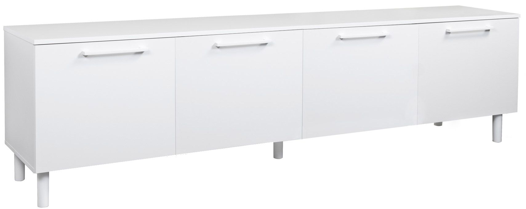 Solo valkoinen tv-taso 220 cm ovilla