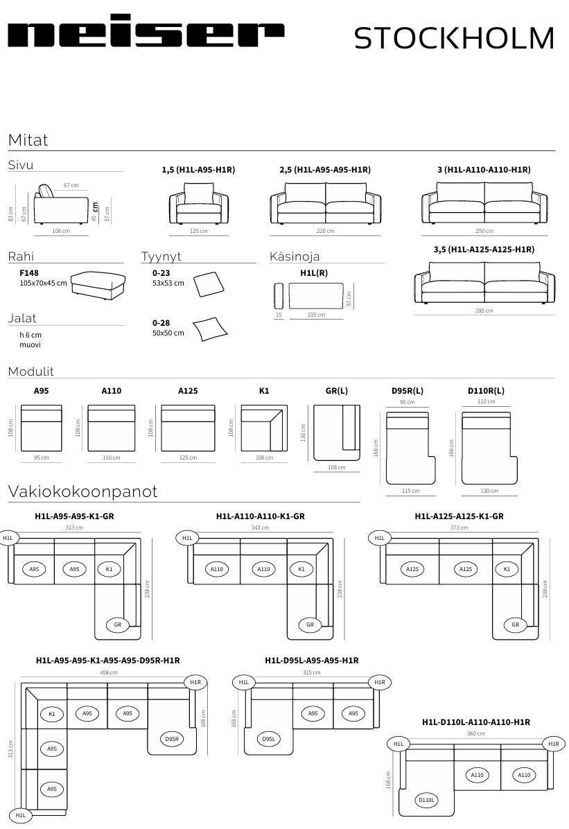 Neiser Stockholm nojatuoli, eri värejä