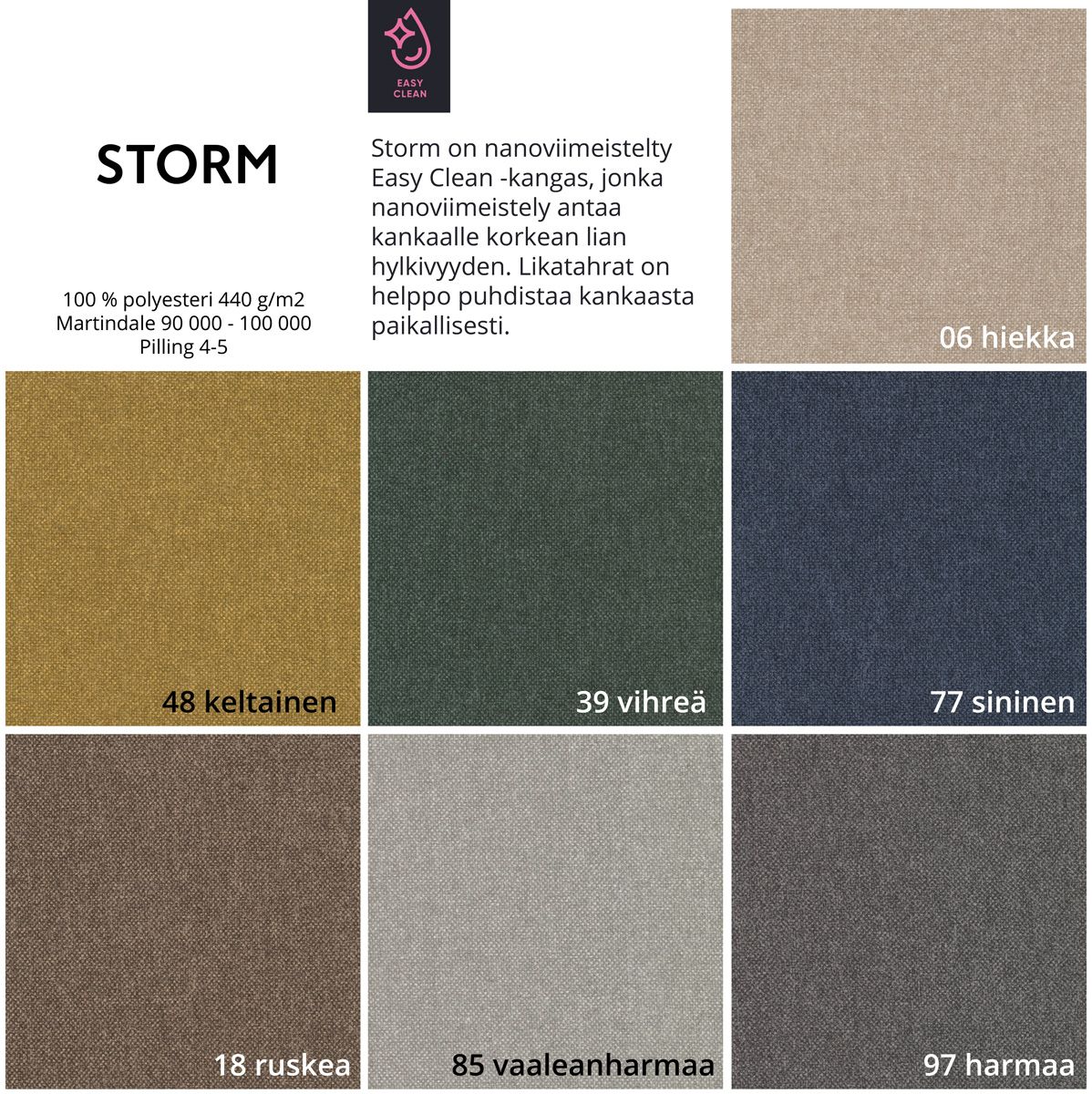 Bonita 3-istuttava sohva, eri värivaihtoehtoja