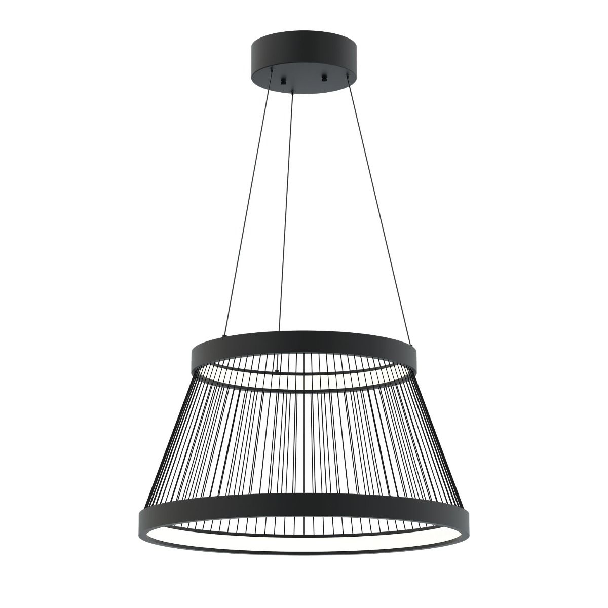 Tämä valaisin on erinomainen esimerkki siitä, miten muotoilu ja teknologia voivat yhdessä synnyttää jotain ainutlaatuista. Kaksi erillistä valorengasta, jotka on yhdistetty toisiinsa tyylikkäällä mustalla narulla, muodostavat modernin ja näyttävän kokonai