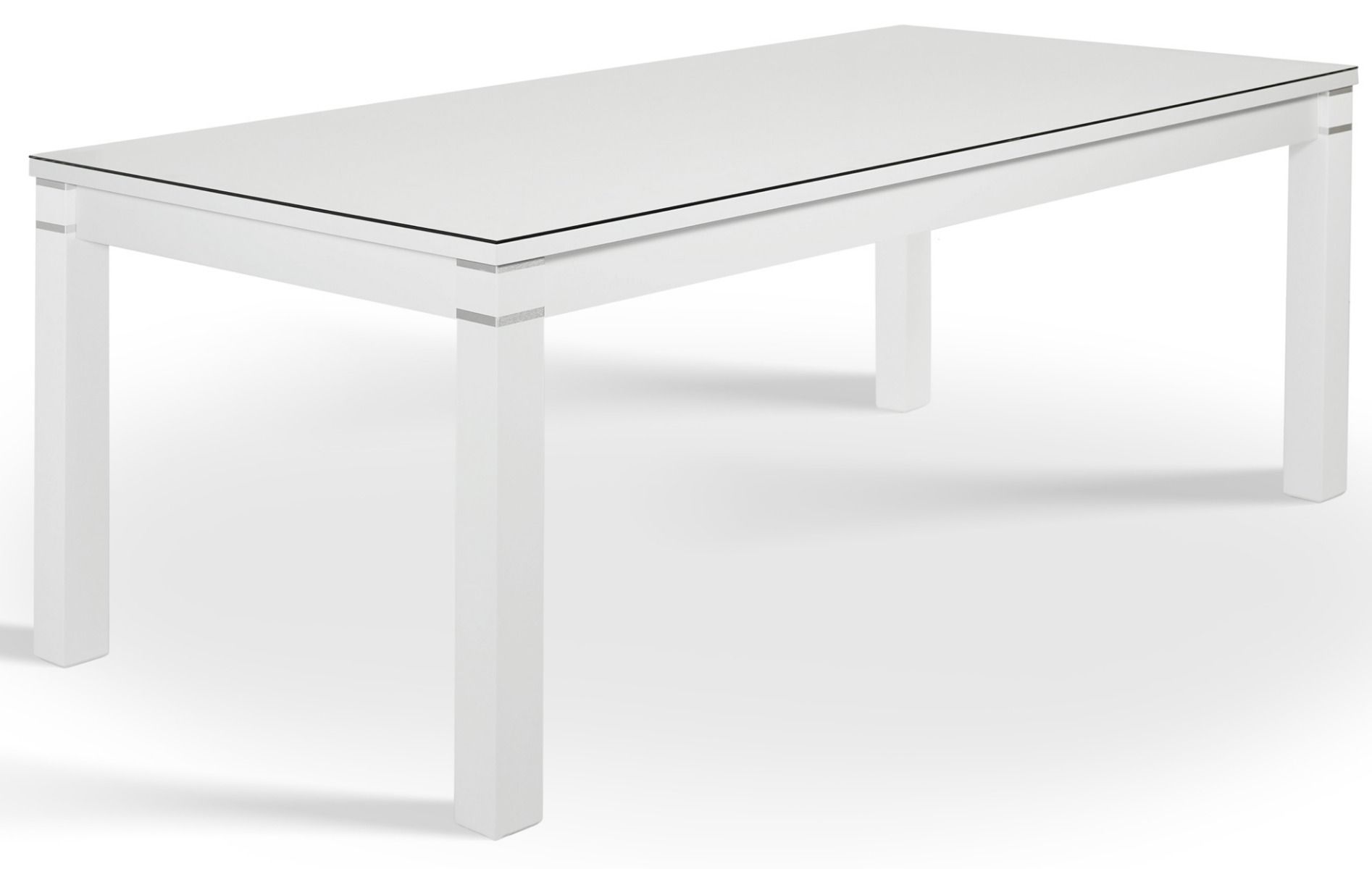 Valkoinen 180 x 95 ruokapöytä lasikannella