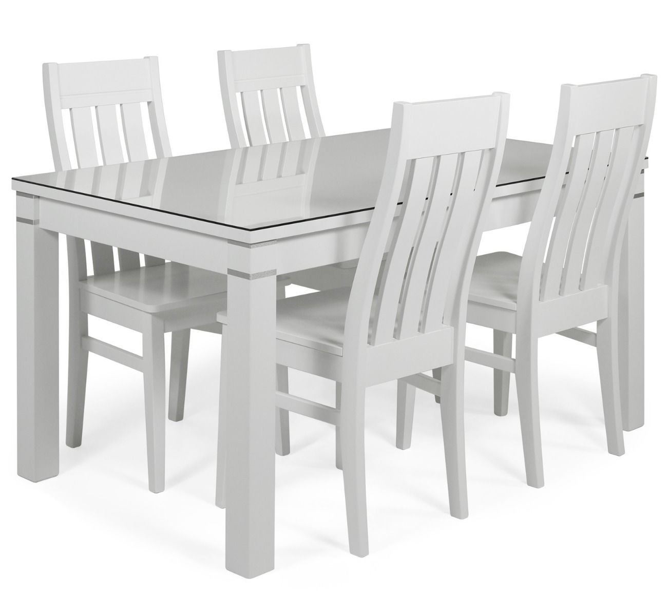 Tähkä ruokaryhmä lasikannella neljälle Kanerva valkoisilla tuoleilla