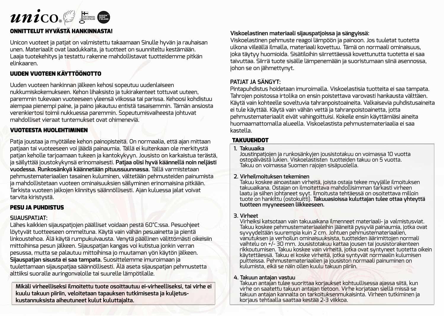 Unico Sensus petauspatja 160x200cm