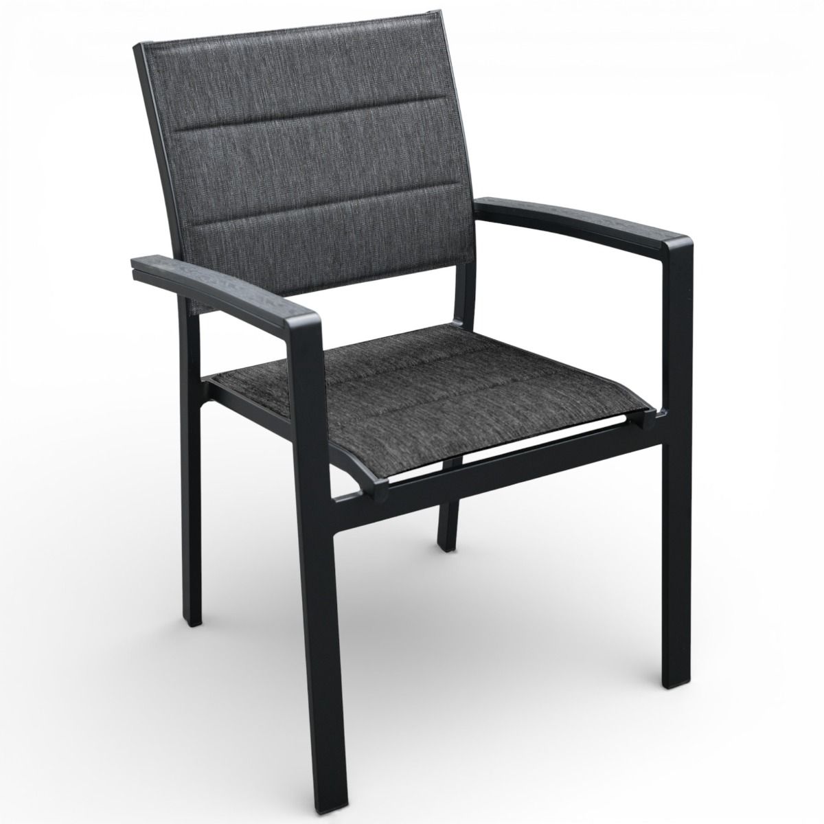 Musta terassituoli Tango käsinojilla ja pehmustetuilla istuimilla