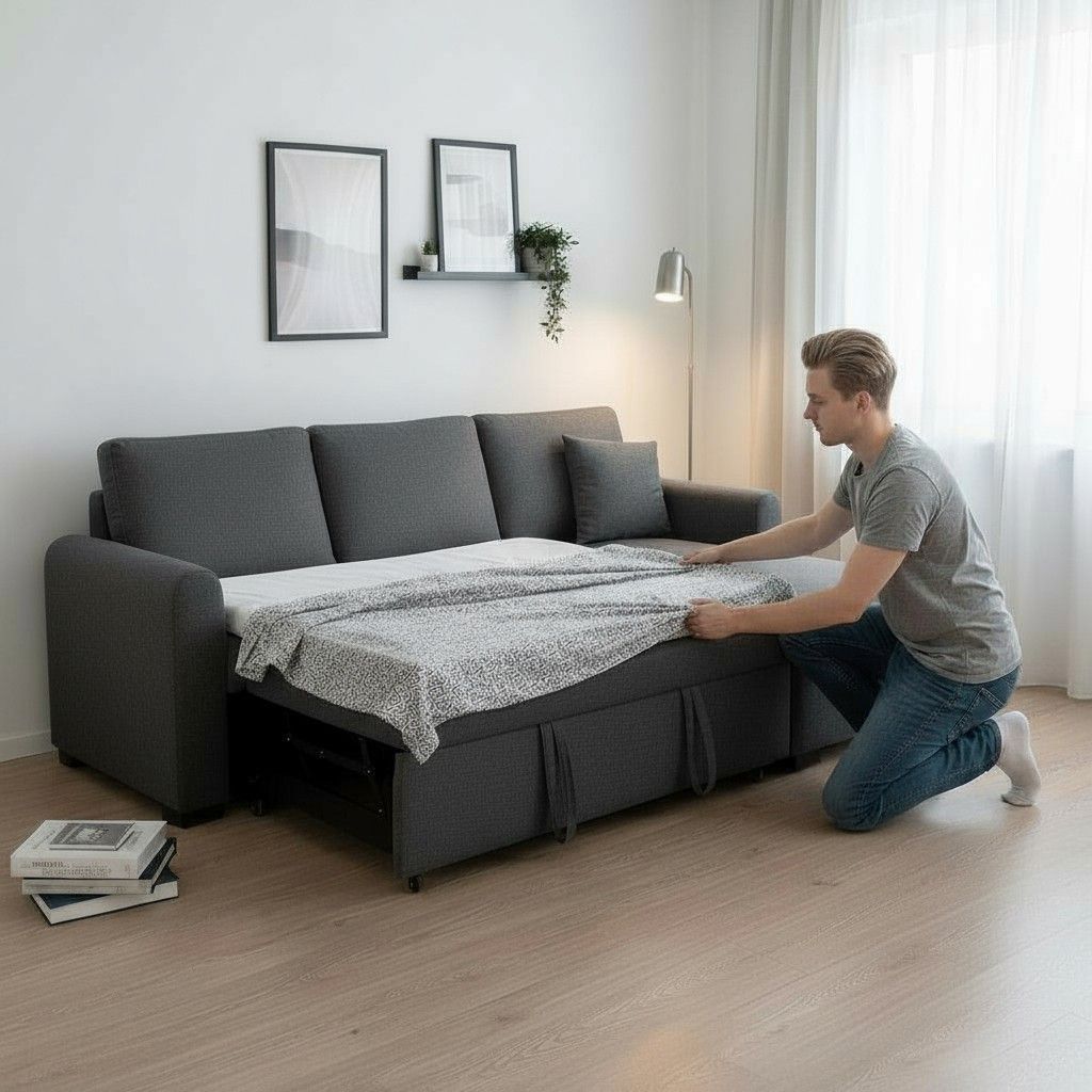 mies petaa vuodesohvaa