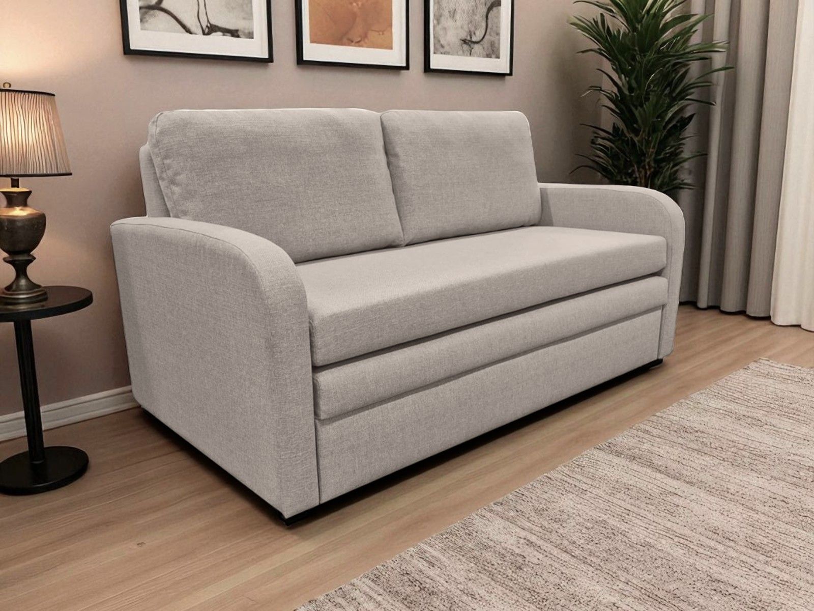 Torres vuodesohva hiekan värisellä verhoilulla