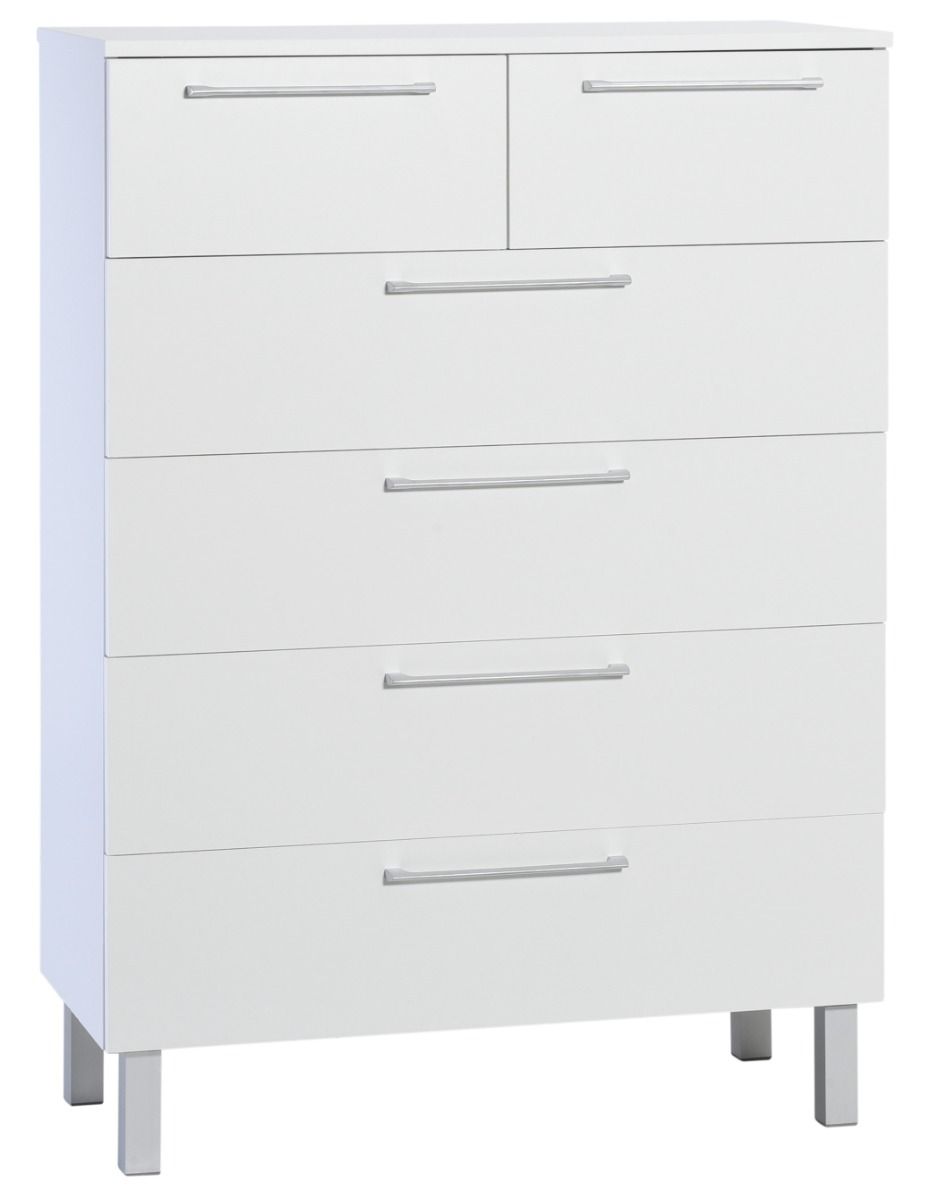 Touko lipasto 2+4 lipasto, eli kuusilaatikkoinen lipasto jossa neljä leveää ja kaksi kapeampaa laatikkoa.