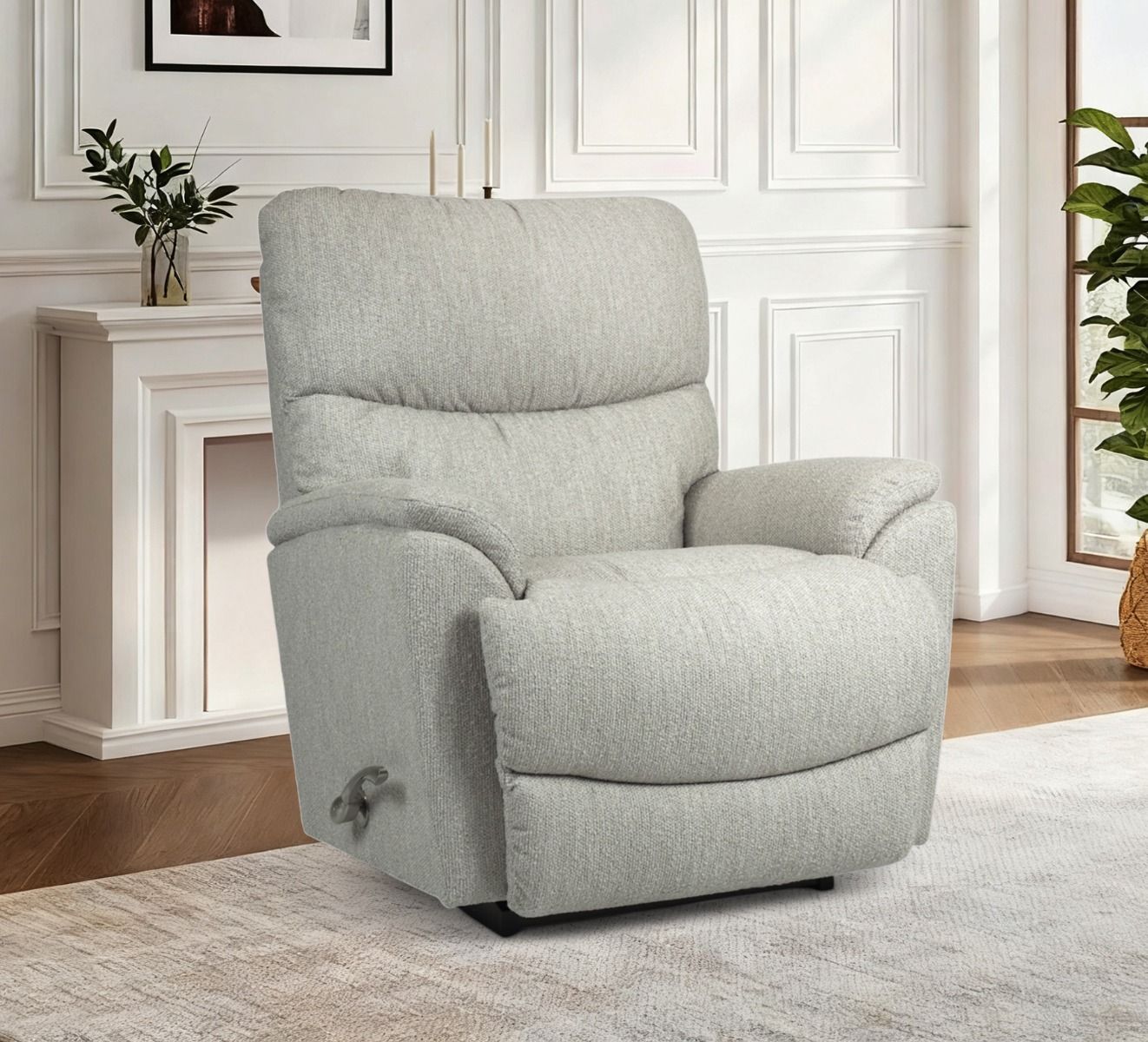 Kangasverhoiltu vaaleanharmaa Trouper recliner mekanismituoli