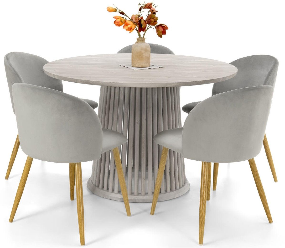 Tyyni ruokapöytä 115cm rimajalalla, vaalea