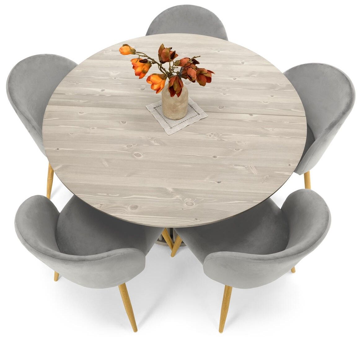 Tyyni ruokapöytä 115cm rimajalalla, vaalea