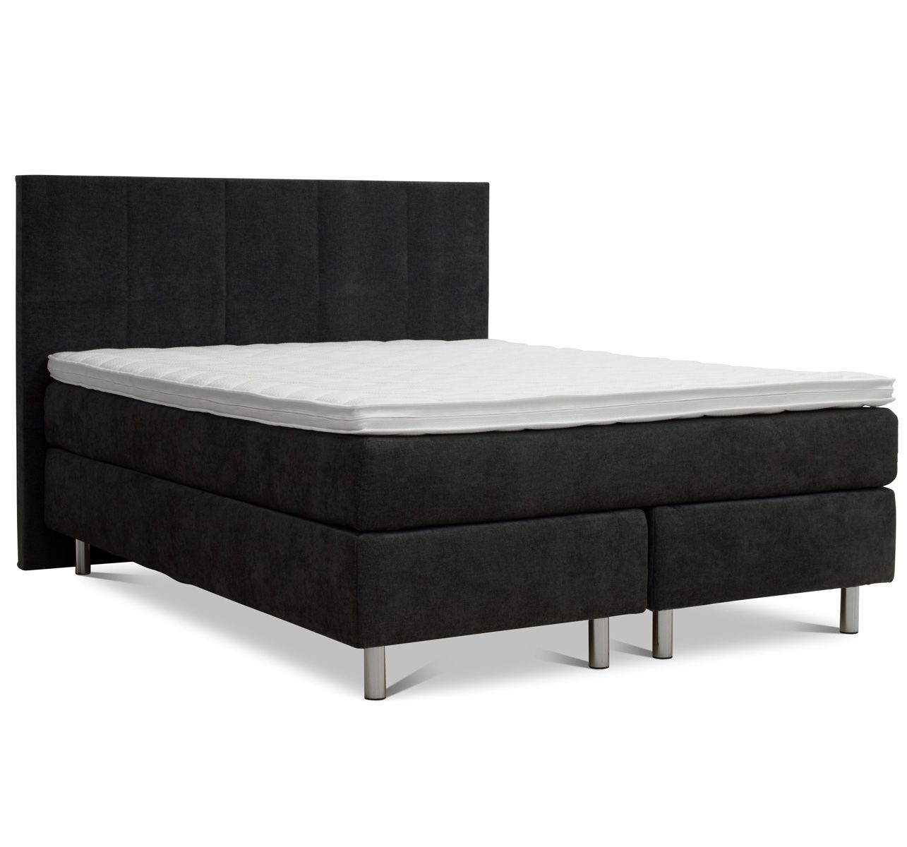 Musta 160 x 200 jenkkisänky jossa on sängynpääty