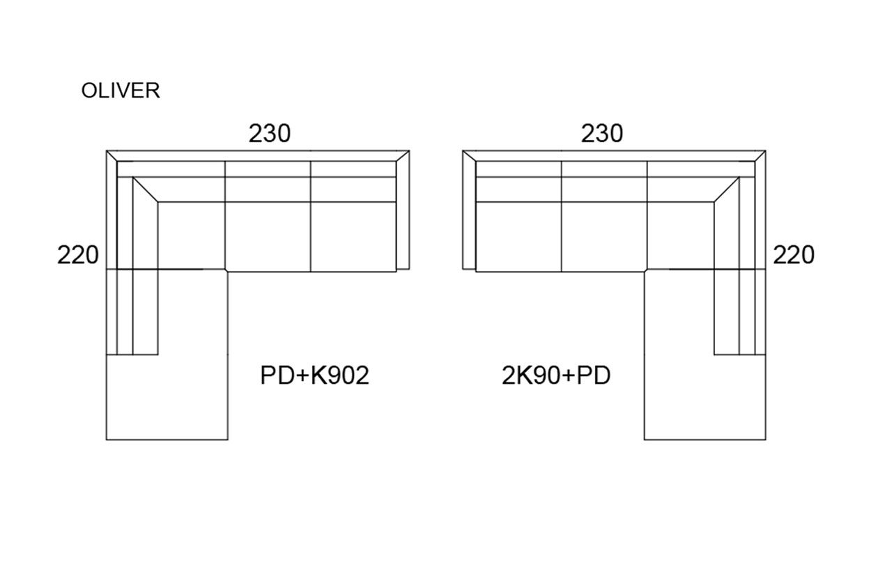 Unico Oliver avokulmasohva, hiekan harmaa