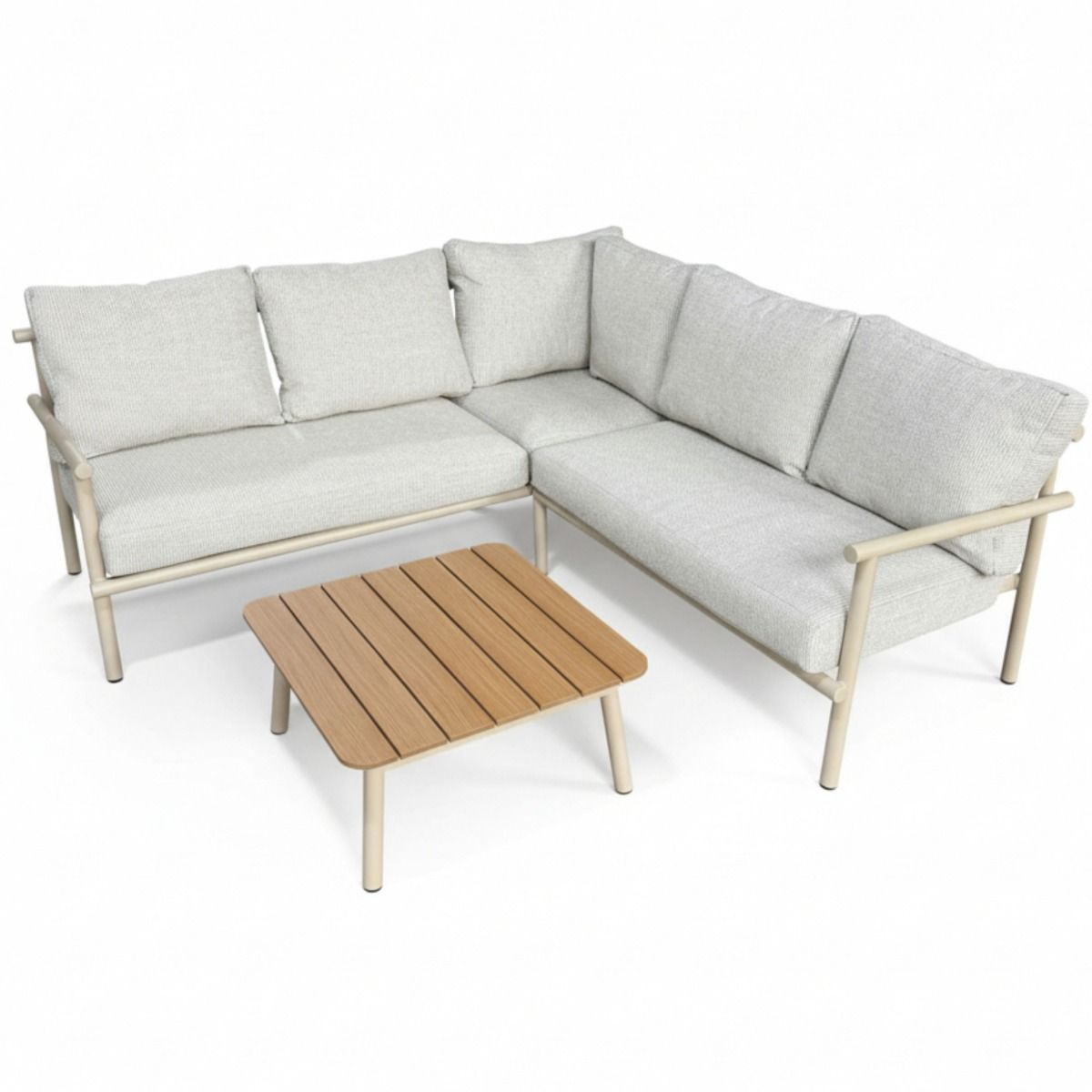 Vaalea terassisohva ja sohvapöytä edullisesti